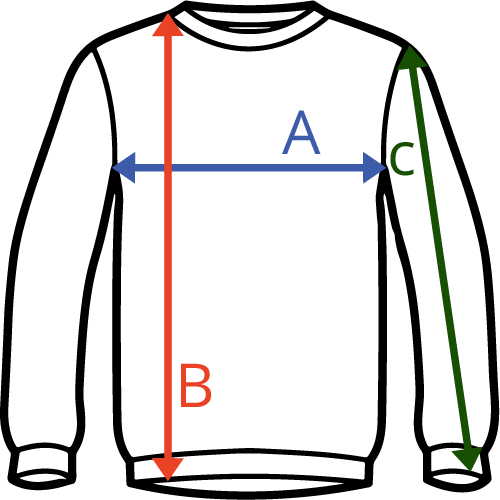 Sweat Unisexe Tableau des tailles